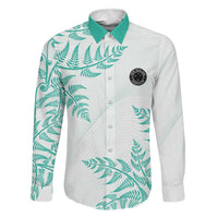 Custom New Zealand Football Family Matching Summer Maxi Dress and Hawaiian Shirt Aotearoa Pride Aqua Version LT05 Dad's Shirt - Long Sleeve Aqua - Polynesian Pride