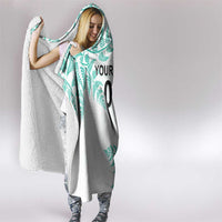Custom New Zealand Football Hooded Blanket Aotearoa Pride Aqua Version - Polynesian Pride