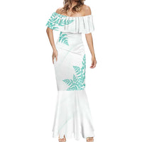Custom New Zealand Football Mermaid Dress Aotearoa Pride Aqua Version - Polynesian Pride