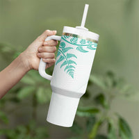 Custom New Zealand Football Tumbler With Handle Aotearoa Pride Aqua Version - Polynesian Pride