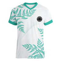 Custom New Zealand Football Women V-Neck T-Shirt Aotearoa Pride Aqua Version - Polynesian Pride