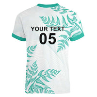 Custom New Zealand Football Women V-Neck T-Shirt Aotearoa Pride Aqua Version - Polynesian Pride