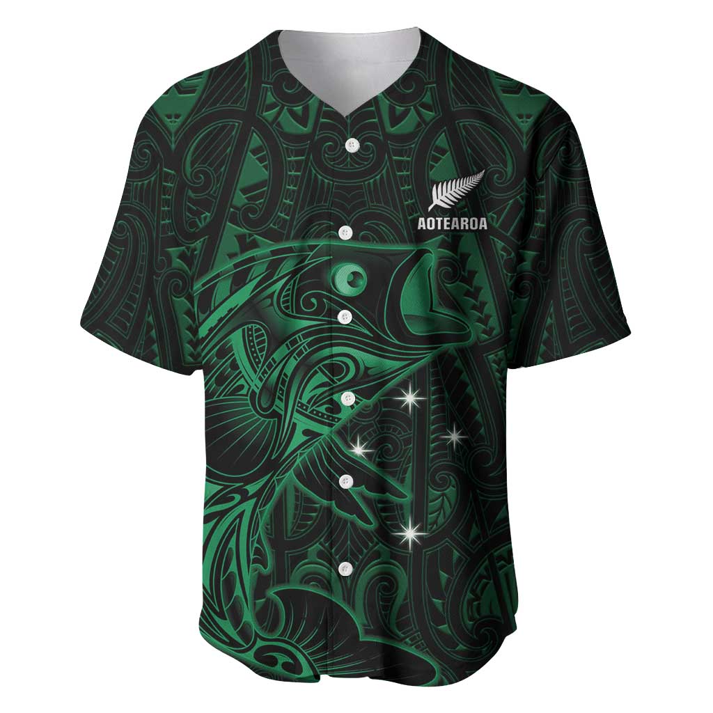 Custom New Zealand Fishing Baseball Jersey Maori Tribal Pattern - Polynesian Pride