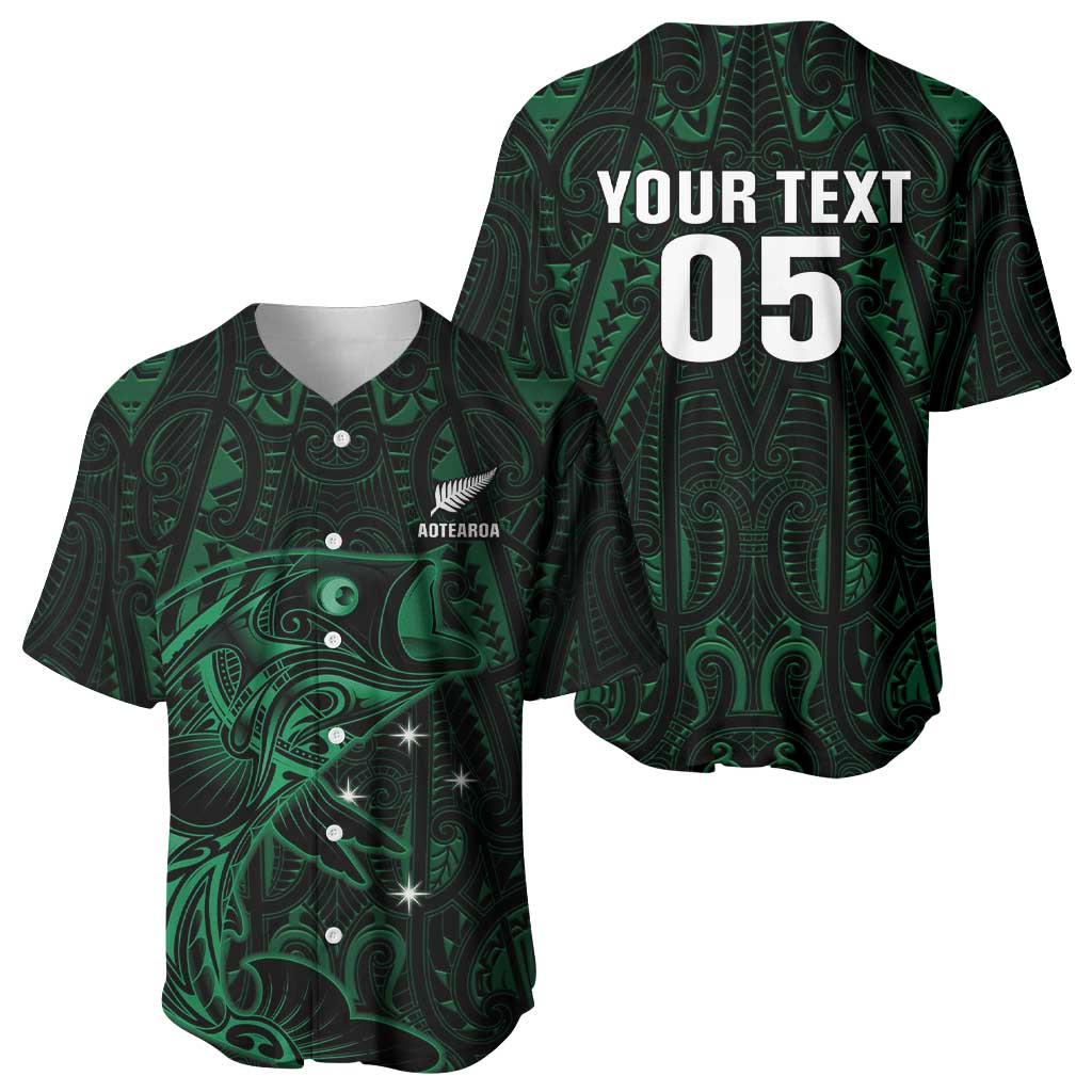 Custom New Zealand Fishing Baseball Jersey Maori Tribal Pattern - Polynesian Pride