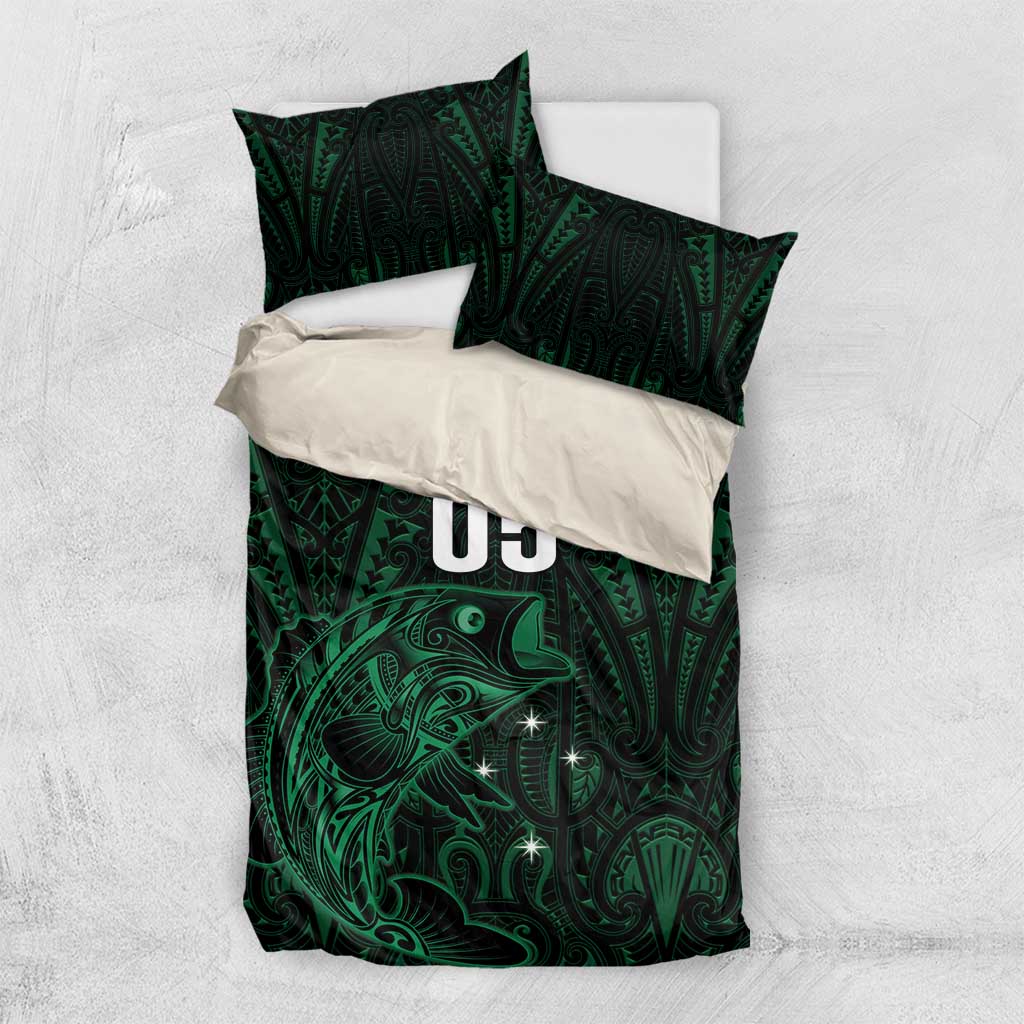 Custom New Zealand Fishing Bedding Set Maori Tribal Pattern - Polynesian Pride
