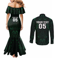Custom New Zealand Fishing Couples Matching Mermaid Dress and Long Sleeve Button Shirt Maori Tribal Pattern LT05 - Polynesian Pride