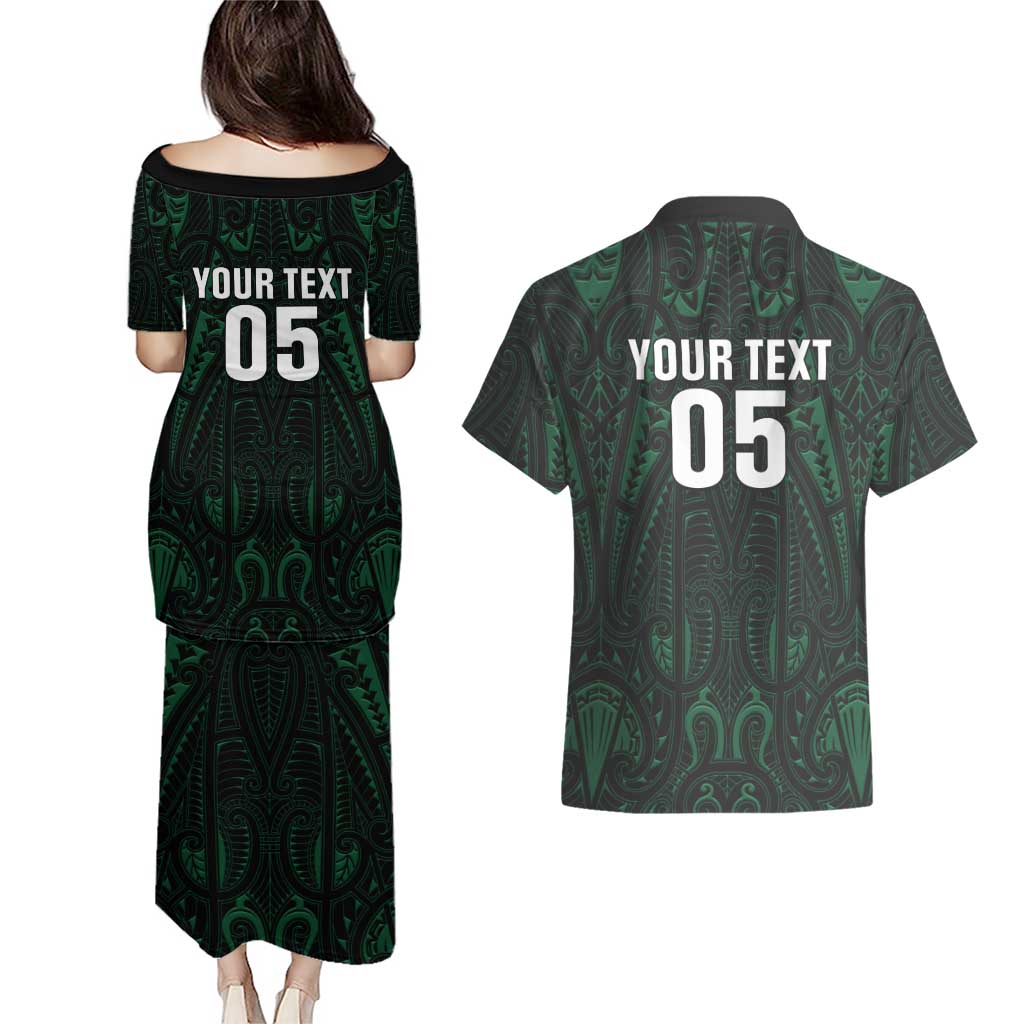 Custom New Zealand Fishing Couples Matching Puletasi and Hawaiian Shirt Maori Tribal Pattern - Polynesian Pride