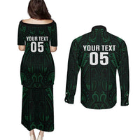 Custom New Zealand Fishing Couples Matching Puletasi and Long Sleeve Button Shirt Maori Tribal Pattern - Polynesian Pride