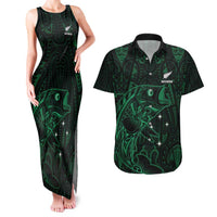 Custom New Zealand Fishing Couples Matching Tank Maxi Dress and Hawaiian Shirt Maori Tribal Pattern LT05 Black - Polynesian Pride