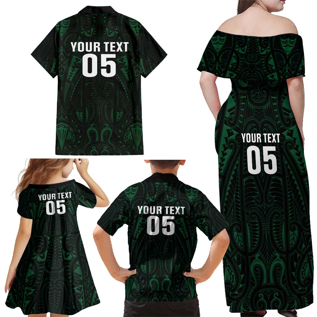 Custom New Zealand Fishing Family Matching Off Shoulder Maxi Dress and Hawaiian Shirt Maori Tribal Pattern LT05 - Polynesian Pride