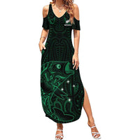 Custom New Zealand Fishing Family Matching Summer Maxi Dress and Hawaiian Shirt Maori Tribal Pattern LT05 Mom's Dress Black - Polynesian Pride