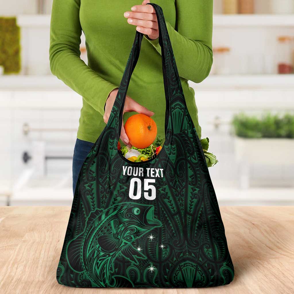 Custom New Zealand Fishing Grocery Bag Maori Tribal Pattern - Polynesian Pride