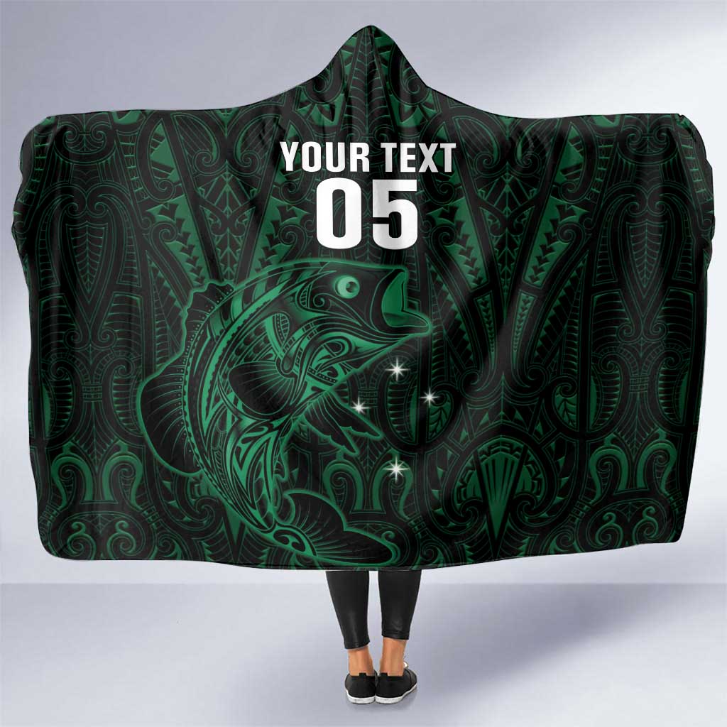 Custom New Zealand Fishing Hooded Blanket Maori Tribal Pattern LT05 One Size Black - Polynesian Pride