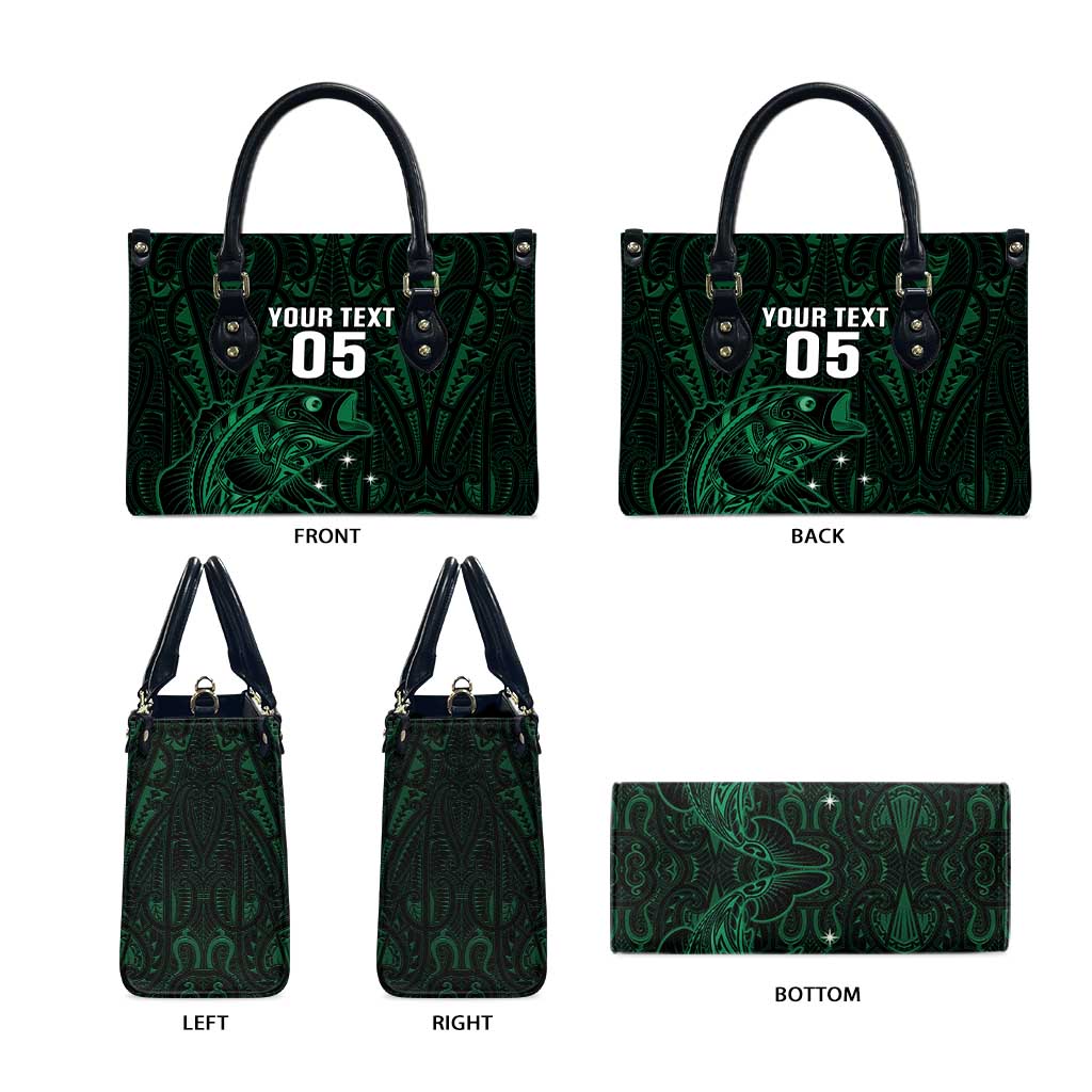 Custom New Zealand Fishing Leather Bag Maori Tribal Pattern - Polynesian Pride