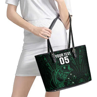 Custom New Zealand Fishing Leather Tote Bag Maori Tribal Pattern LT05 - Polynesian Pride