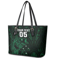 Custom New Zealand Fishing Leather Tote Bag Maori Tribal Pattern LT05 - Polynesian Pride