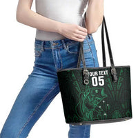 Custom New Zealand Fishing Leather Tote Bag Maori Tribal Pattern LT05 - Polynesian Pride