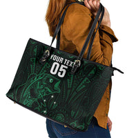 Custom New Zealand Fishing Leather Tote Bag Maori Tribal Pattern LT05 - Polynesian Pride