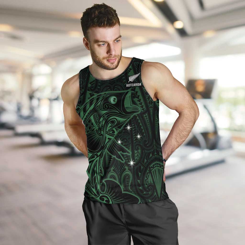 Custom New Zealand Fishing Men Tank Top Maori Tribal Pattern LT05 Black - Polynesian Pride