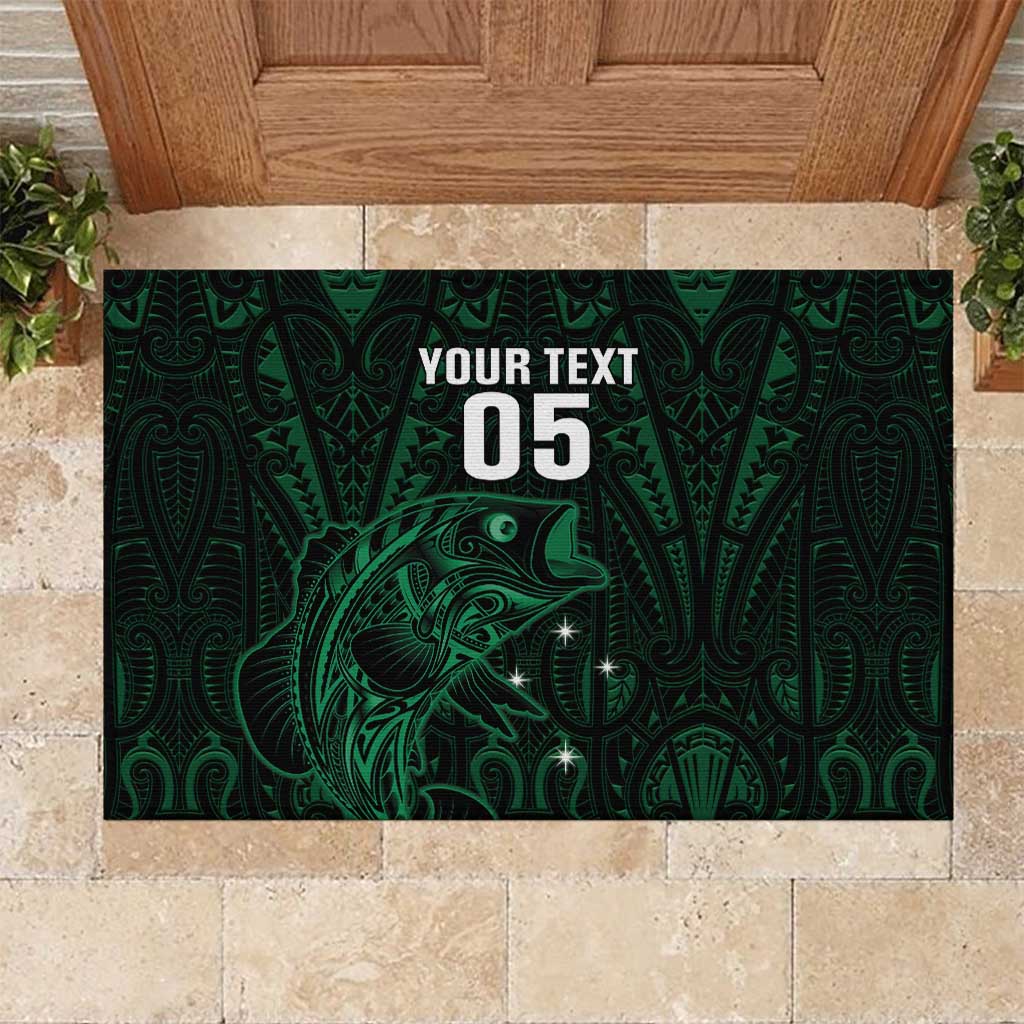 Custom New Zealand Fishing Rubber Doormat Maori Tribal Pattern - Polynesian Pride