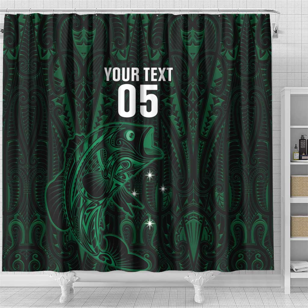 Custom New Zealand Fishing Shower Curtain Maori Tribal Pattern - Polynesian Pride