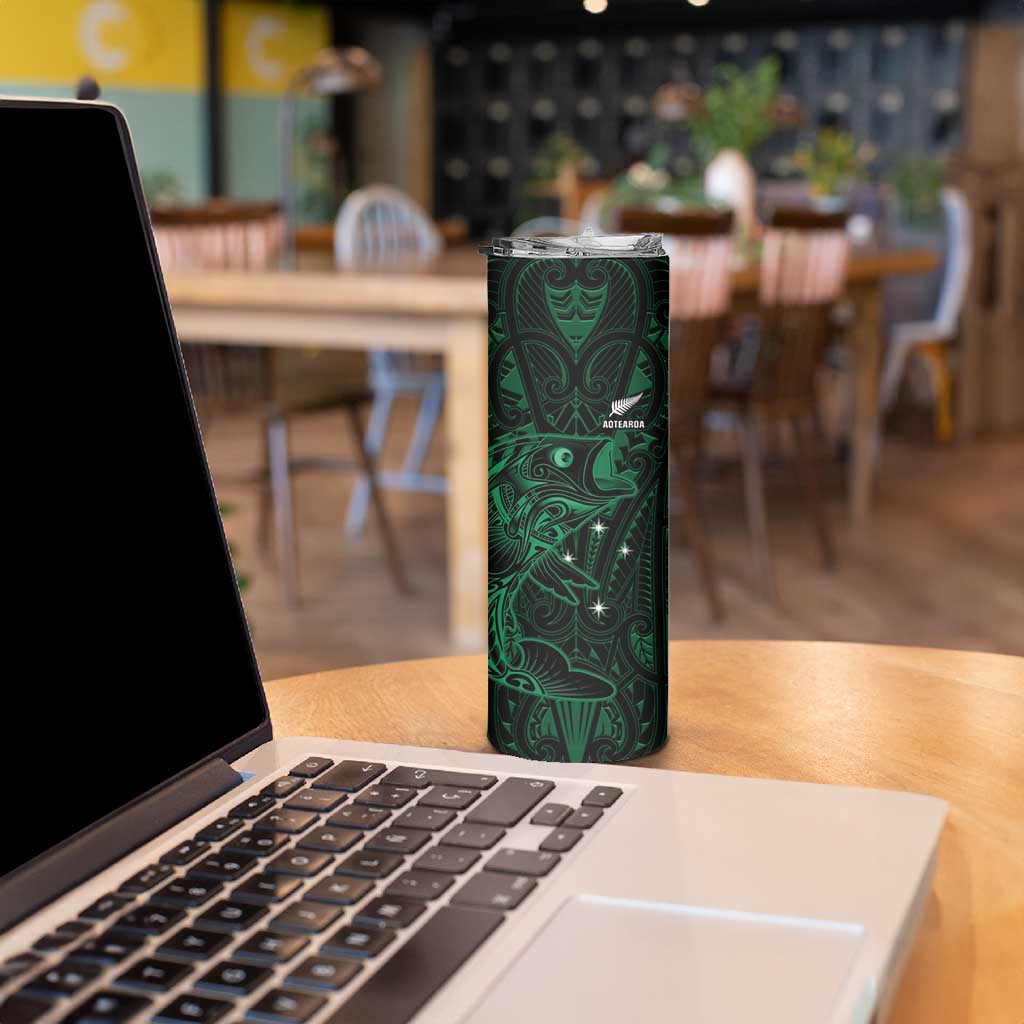 Custom New Zealand Fishing Skinny Tumbler Maori Tribal Pattern - Polynesian Pride