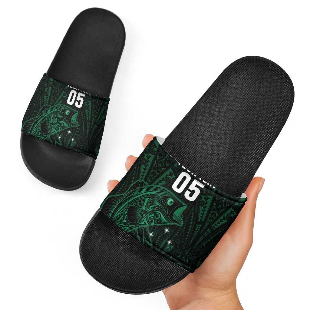 Custom New Zealand Fishing Slide Sandals Maori Tribal Pattern - Polynesian Pride