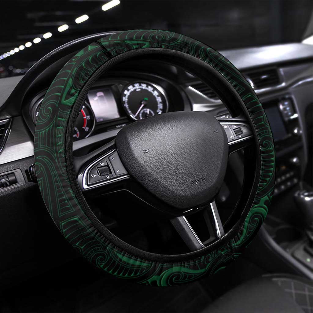 New Zealand Fishing Steering Wheel Cover Maori Tribal Pattern LT05 Universal Fit Black - Polynesian Pride