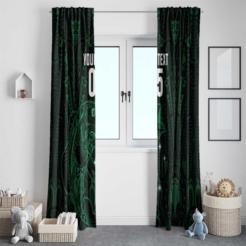 Custom New Zealand Fishing Window Curtain Maori Tribal Pattern - Polynesian Pride