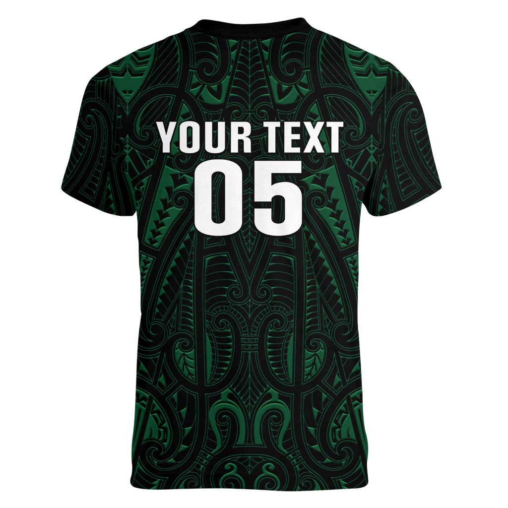 Custom New Zealand Fishing Women V-Neck T-Shirt Maori Tribal Pattern - Polynesian Pride