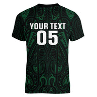 Custom New Zealand Fishing Women V-Neck T-Shirt Maori Tribal Pattern - Polynesian Pride