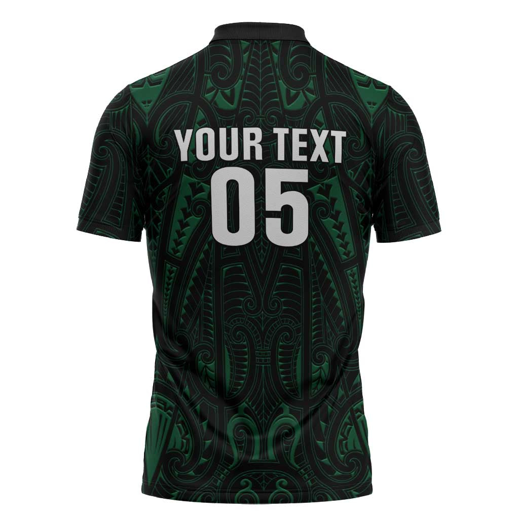Custom New Zealand Fishing Zipper Polo Shirt Maori Tribal Pattern - Polynesian Pride
