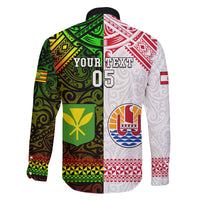 Custom Hawaii And Tahiti Family Matching Off Shoulder Short Dress and Hawaiian Shirt Coat Of Arms Polynesian Pattern LT05 - Polynesian Pride
