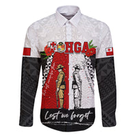 Personalised Tonga ANZAC Day Te Tau Manatui Kinautolu Family Matching Mermaid Dress and Hawaiian Shirt Lest We Forget LT05 Dad's Shirt - Long Sleeve White - Polynesian Pride