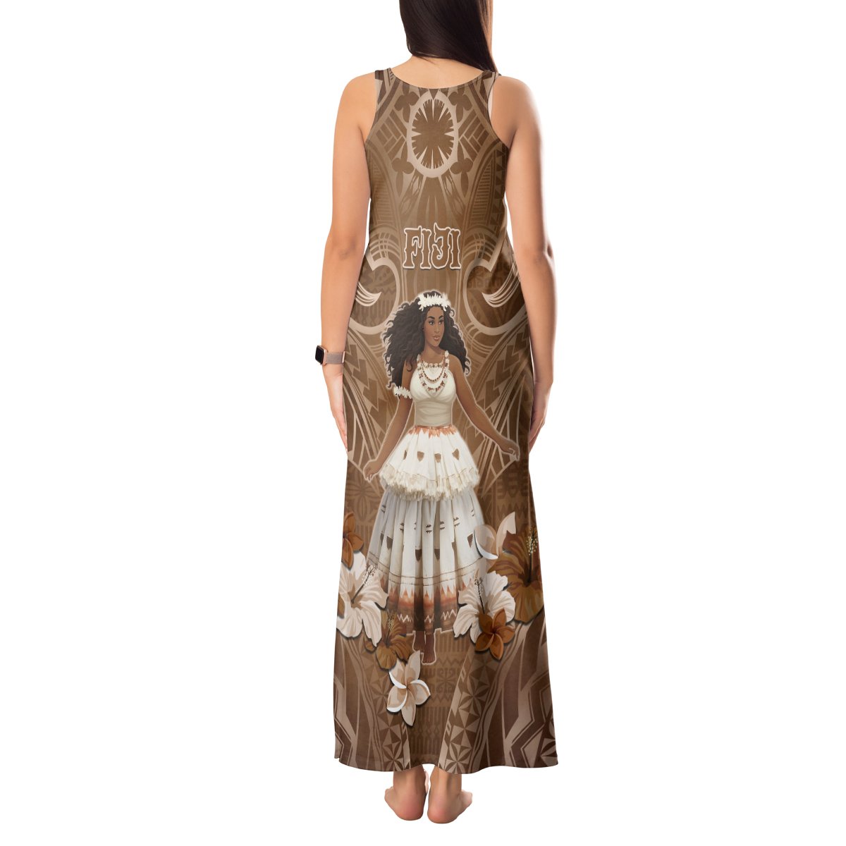 Bula Fiji Women's Day Tank Maxi Dress With Fijian Tapa Pattern LT05 - Polynesian Pride
