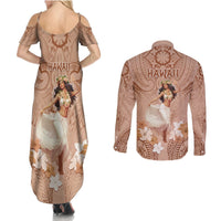 Hawaii Women's Day Couples Matching Summer Maxi Dress and Long Sleeve Button Shirt With Polynesian Pattern LT05 - Polynesian Pride