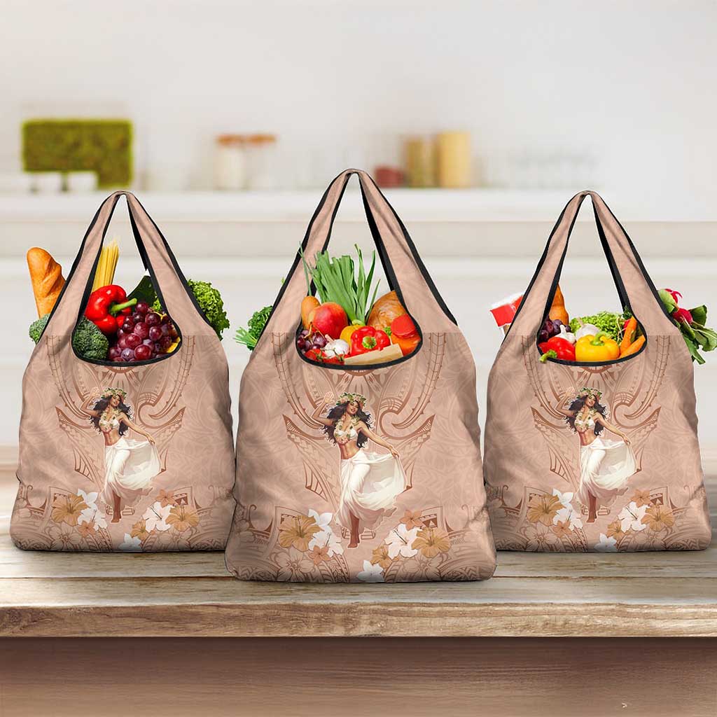 Hawaii Women's Day Grocery Bag With Polynesian Pattern