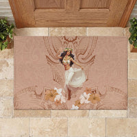 Hawaii Women's Day Rubber Doormat With Polynesian Pattern