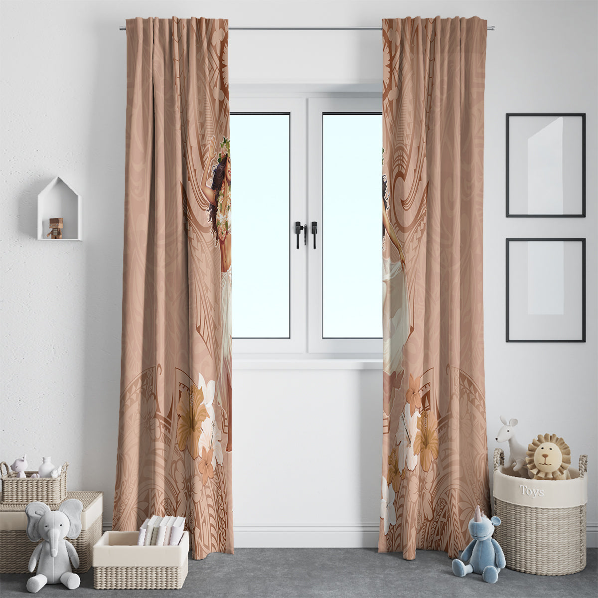 Hawaii Women's Day Window Curtain With Polynesian Pattern