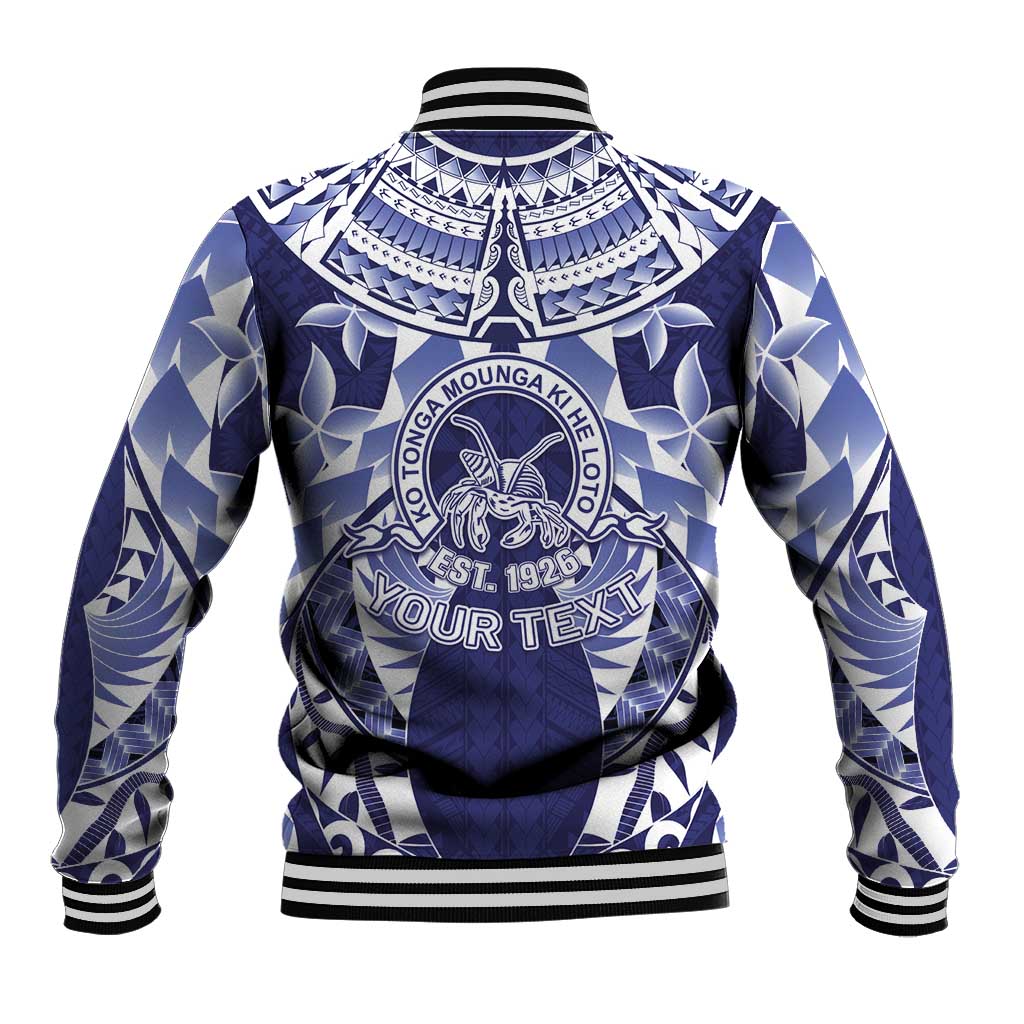 Personalised Tonga Queen Salote College Baseball Jacket Centenary Navy Version