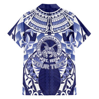 Personalised Tonga Queen Salote College Family Matching Long Sleeve Bodycon Dress and Hawaiian Shirt Centenary Navy Version