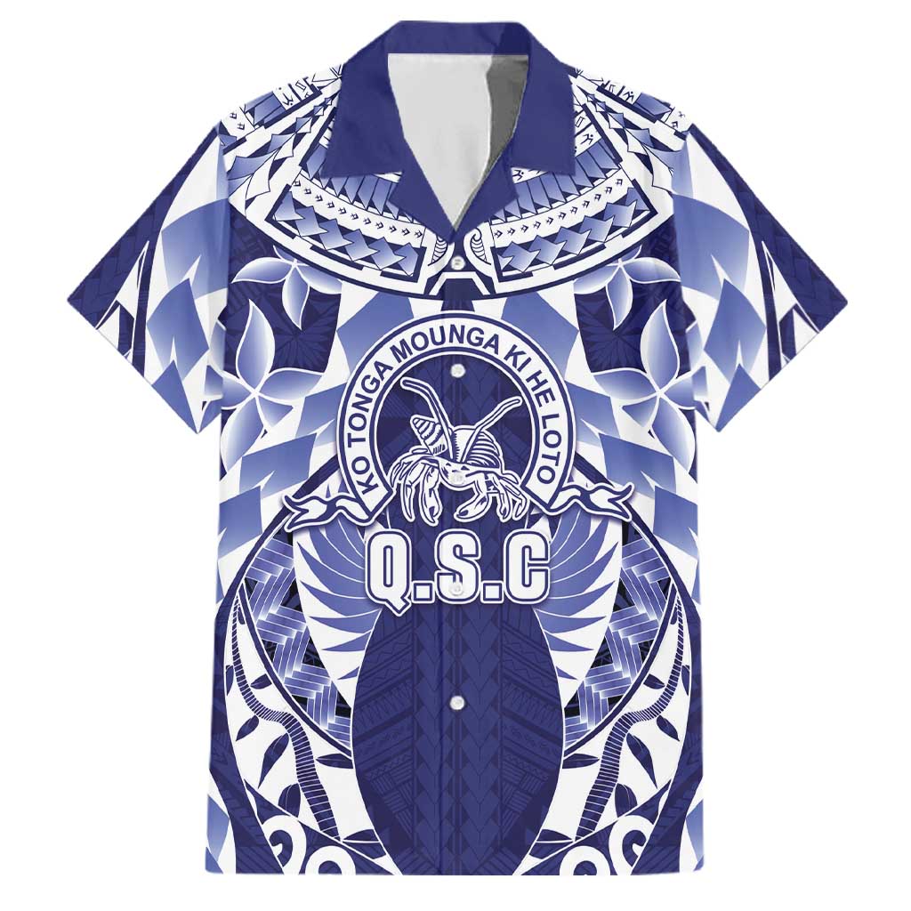 Personalised Tonga Queen Salote College Family Matching Mermaid Dress and Hawaiian Shirt Centenary Navy Version LT05 Dad's Shirt - Short Sleeve Navy - Polynesian Pride
