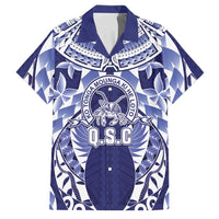 Personalised Tonga Queen Salote College Family Matching Mermaid Dress and Hawaiian Shirt Centenary Navy Version LT05 Dad's Shirt - Short Sleeve Navy - Polynesian Pride