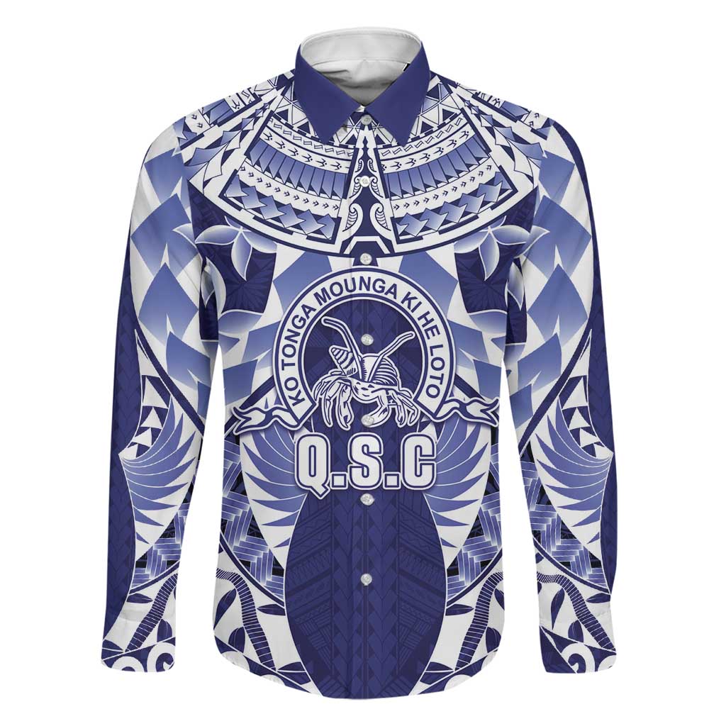 Personalised Tonga Queen Salote College Family Matching Mermaid Dress and Hawaiian Shirt Centenary Navy Version LT05 Dad's Shirt - Long Sleeve Navy - Polynesian Pride