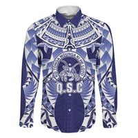 Personalised Tonga Queen Salote College Family Matching Mermaid Dress and Hawaiian Shirt Centenary Navy Version LT05 Dad's Shirt - Long Sleeve Navy - Polynesian Pride