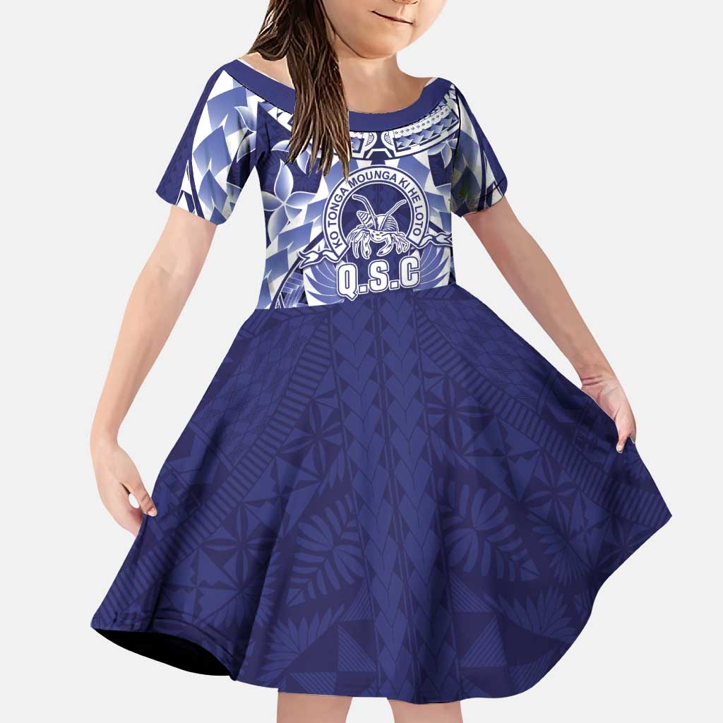 Personalised Tonga Queen Salote College Family Matching Off Shoulder Maxi Dress and Hawaiian Shirt Centenary Navy Version