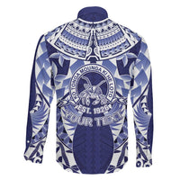 Personalised Tonga Queen Salote College Family Matching Puletasi and Hawaiian Shirt Centenary Navy Version