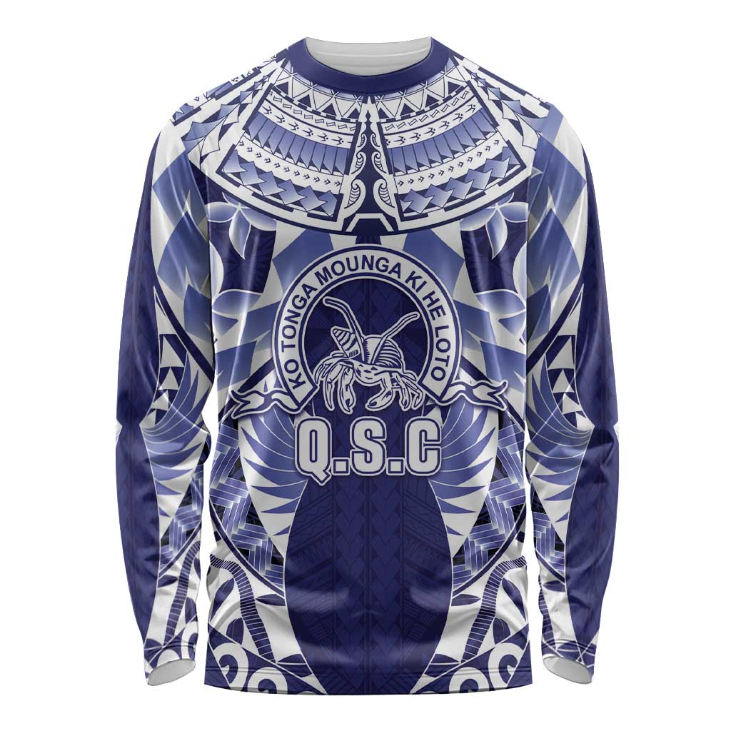 Personalised Tonga Queen Salote College Long Sleeve Shirt Centenary Navy Version