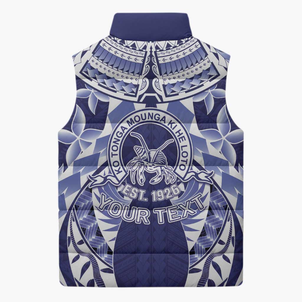 Personalised Tonga Queen Salote College Sleeveless Puffer Jacket Centenary Navy Version
