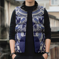 Personalised Tonga Queen Salote College Sleeveless Puffer Jacket Centenary Navy Version